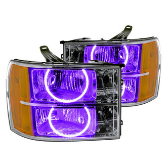 Oracle Lighting® - Chrome Crystal Headlights with UV/Purple SMD LED Halos Preinstalled
