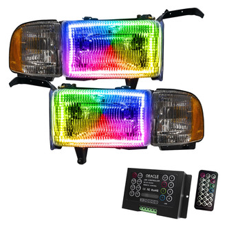 Oracle Lighting® - Chrome Crystal Headlights with ColorSHIFT 2.0 SMD LED Halos Preinstalled