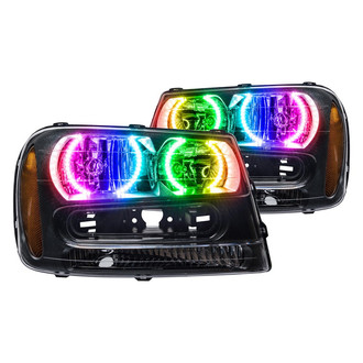 Oracle Lighting® - Black Crystal Headlights with ColorSHIFT Bluetooth SMD LED Halos Preinstalled