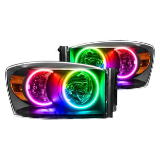 Oracle Lighting® - Black Crystal Headlights with ColorSHIFT RF SMD LED Halos Preinstalled