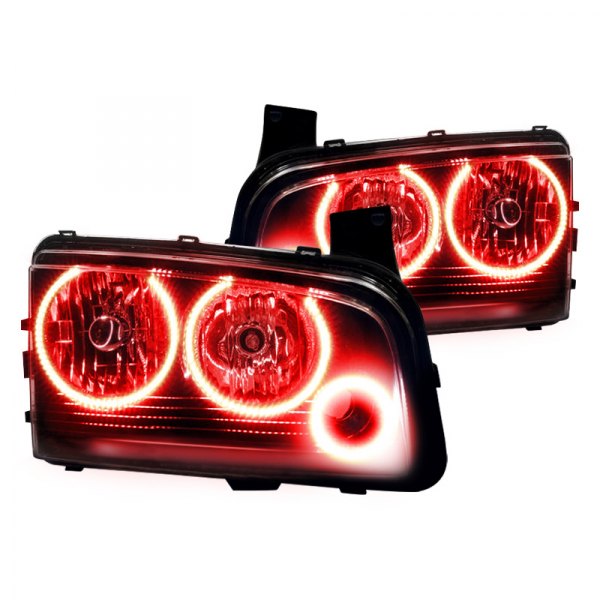 Oracle Lighting® - Crystal Headlights with Red SMD LED Halos Preinstalled, Dodge Charger