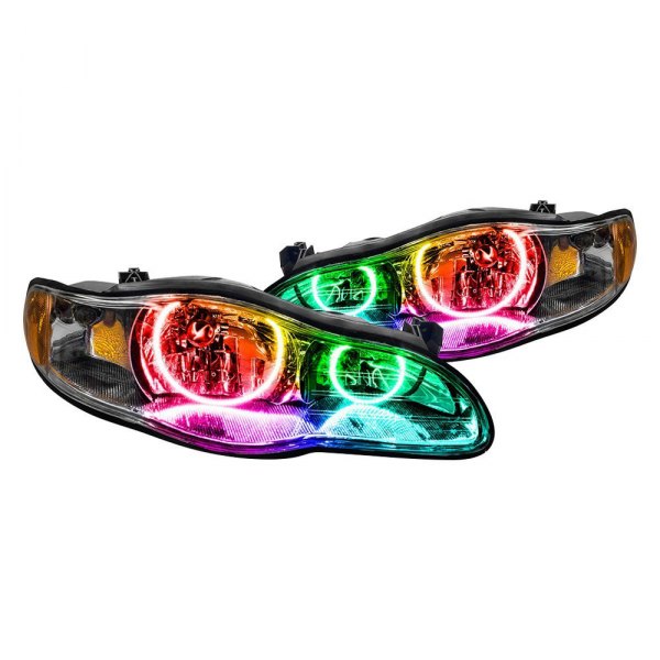 Oracle Lighting® - Chrome Crystal Headlights with ColorSHIFT SMD LED Halos Preinstalled, Chevy Monte Carlo