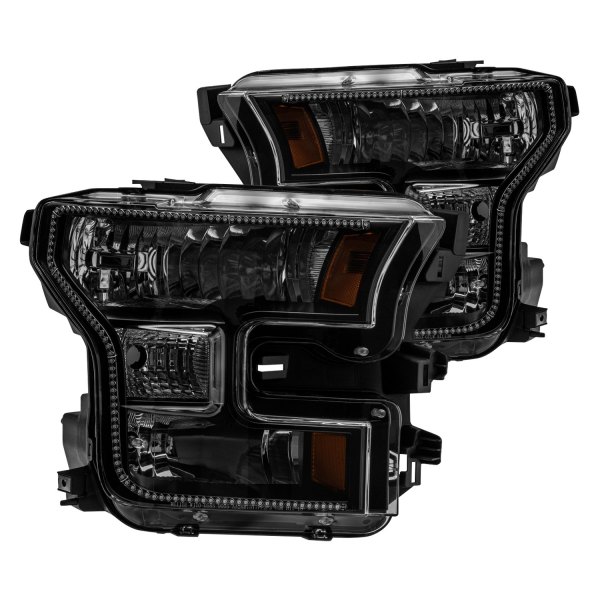 Oracle Lighting® - Black Crystal Headlights with Dynamic ColorSHIFT LED DRL Preinstalled, Ford F-150
