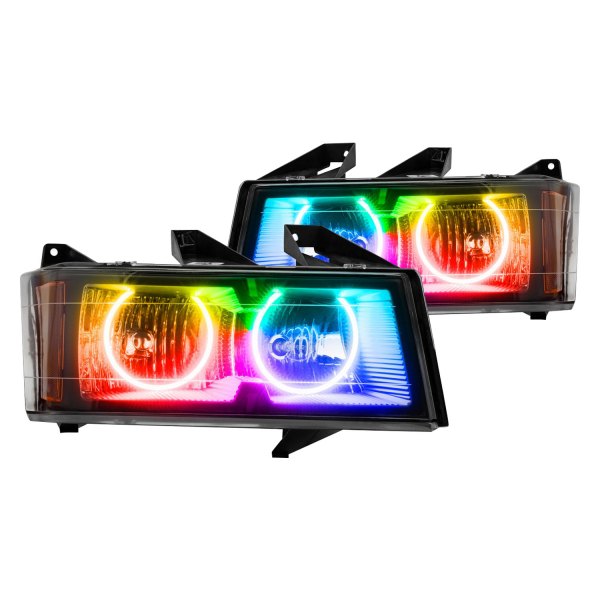Oracle Lighting® - Black/Chrome Crystal Headlights with ColorSHIFT 2.0 SMD LED Halos Preinstalled, Chevy Colorado