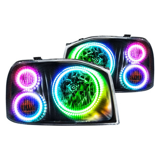 Oracle Lighting® - Black Crystal Headlights with ColorSHIFT Bluetooth SMD LED Halos Preinstalled
