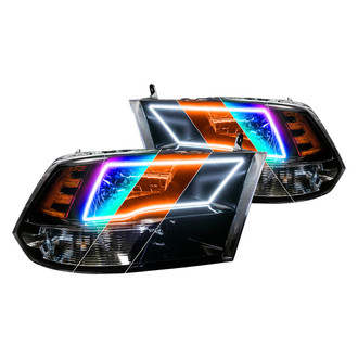 Oracle Lighting® - Black Crystal Headlights with Switchback ColorSHIFT SMD LED Halos Preinstalled