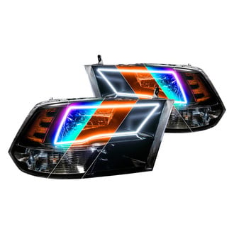 Oracle Lighting® - Black Crystal Headlights with Switchback ColorSHIFT Bluetooth SMD LED Halos Preinstalled