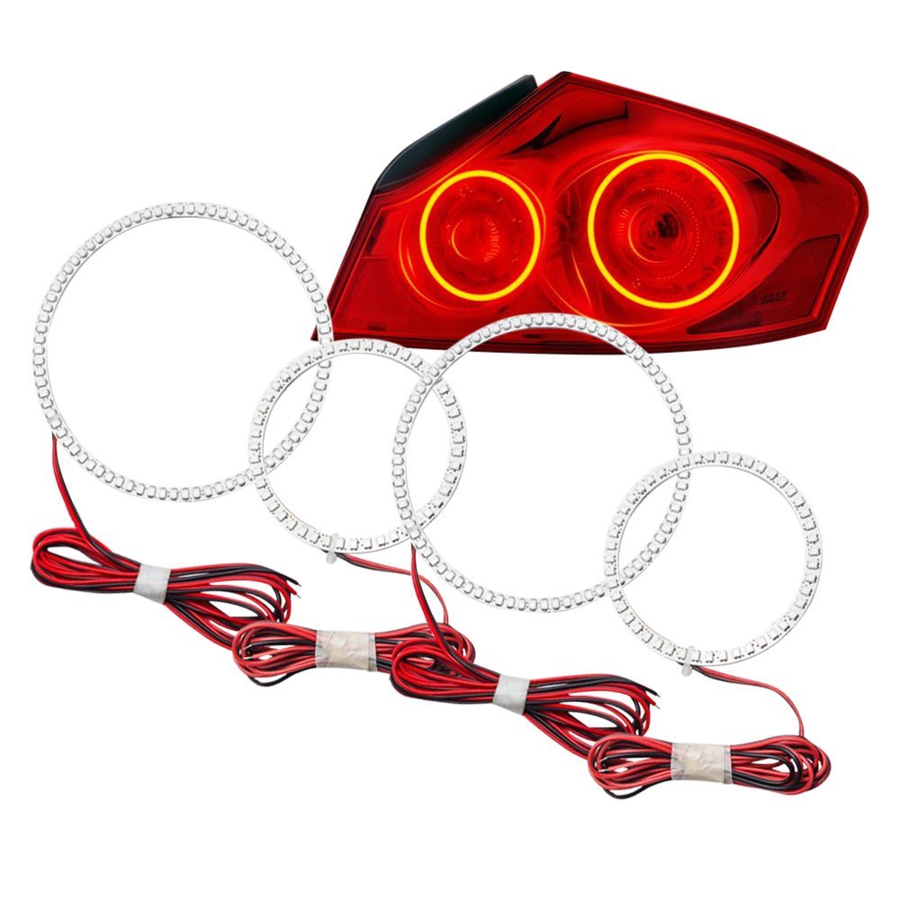 2015-2018 Dodge Challenger Red LED Halo Rings - Brushed Stainless