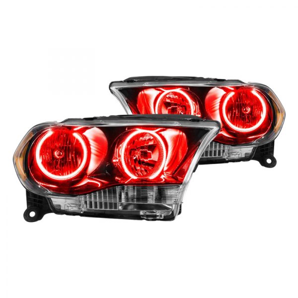 Oracle Lighting® - Black Crystal Headlights with Red SMD LED Halos Preinstalled, Dodge Durango