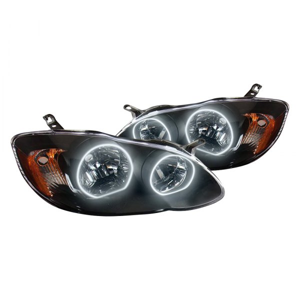 Oracle Lighting® - Black Crystal Headlights with White SMD LED Halos Preinstalled, Toyota Corolla