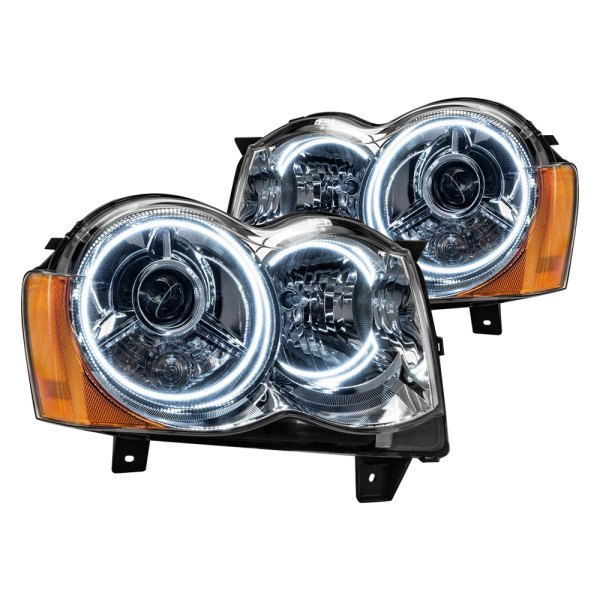 Oracle Lighting® - Chrome Crystal Headlights with White SMD LED Halos Preinstalled, Jeep Grand Cherokee