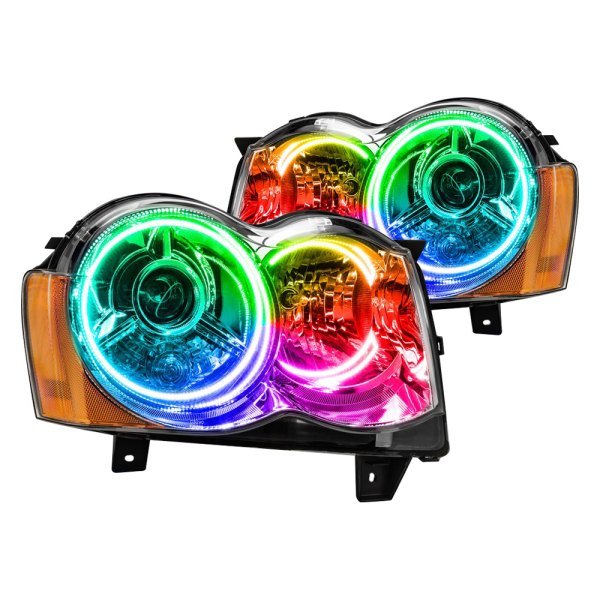 Oracle Lighting® - Chrome Crystal Headlights with ColorSHIFT SMD LED Halos Preinstalled, Jeep Grand Cherokee