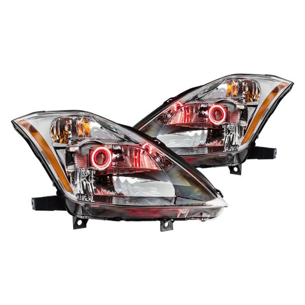 Oracle Lighting® - Chrome Projector Headlights with Red SMD LED Halos Preinstalled, Nissan 350Z