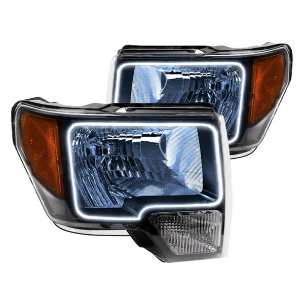 Oracle Lighting® - Black Crystal Headlights with White SMD LED Halos Preinstalled, Ford F-150