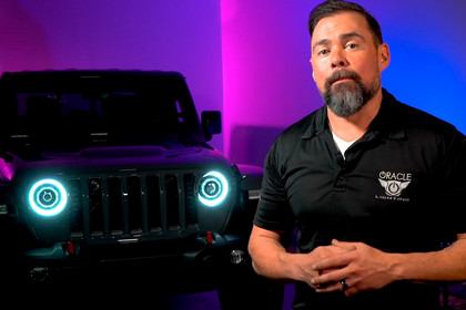 Oracle Lighting® - 7" Round Black Oculus™ Halo Projector Bi-LED Headlights with ColorSHIFT-Simple SMD LED Halos Preinstalled, Installation