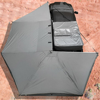 Overland® - Driver Side 270° Nomadic Dark Gray Awning with Mounting Brackets and Extended Poles