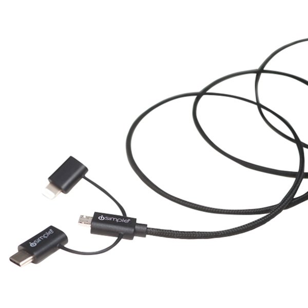 PAC® - 3-Way 3.3' USB Charging/Sync Cable with Lightning/Micro-USB/Type-A USB