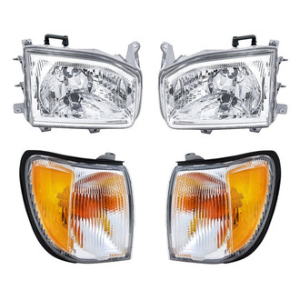Pacific Best® - 4-Piece Kit (Driver and Passenger Side Headlights, Driver and Passenger Side Turn Signal/Corner Lights) (Standard Line)