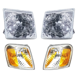 Pacific Best® - 4-Piece Kit (Driver and Passenger Side Headlights, Driver and Passenger Side Turn Signal/Corner Lights) (Standard Line)