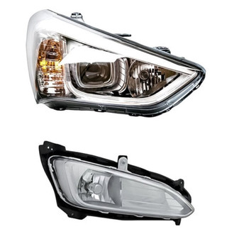 Pacific Best® - 2-Piece Kit (Passenger Side Headlight, Passenger Side Fog Light) (CAPA Certified)