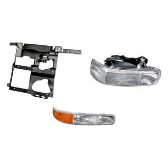 Pacific Best® - 3-Piece Kit (Passenger Side Headlight, Passenger Side Headlight Support, Passenger Side Turn Signal/Parking Light) (Standard Line)
