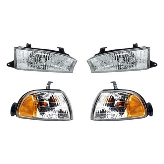 Pacific Best® - 4-Piece Kit (Driver and Passenger Side Headlights, Driver and Passenger Side Turn Signal/Corner Lights) (Standard Line)