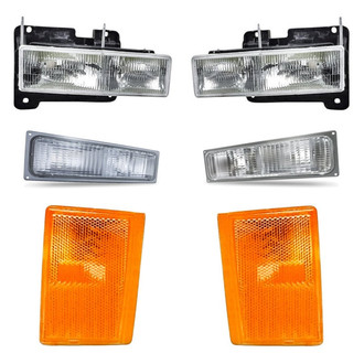 Pacific Best® - 6-Piece Kit (Driver and Passenger Side Headlights, Driver and Passenger Side Lower Turn Signal/Corner Light, Driver and Passenger Side Turn Signal/Parking Lights) (Standard Line)
