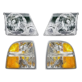 Pacific Best® - 4-Piece Kit (Driver and Passenger Side Headlights, Driver and Passenger Side Turn Signal/Corner Lights) (Standard Line)