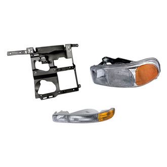 Pacific Best® - 3-Piece Kit (Driver Side Headlight, Driver Side Headlight Support, Driver Side Turn Signal/Parking Light) (Standard Line)