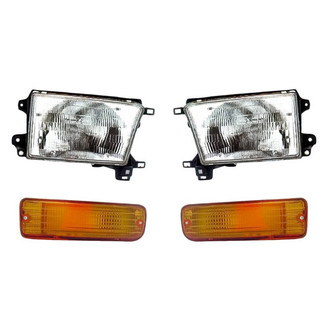 Pacific Best® - 4-Piece Kit (Driver and Passenger Side Headlights, Driver and Passenger Side Turn Signal/Parking Lights) (Standard Line)