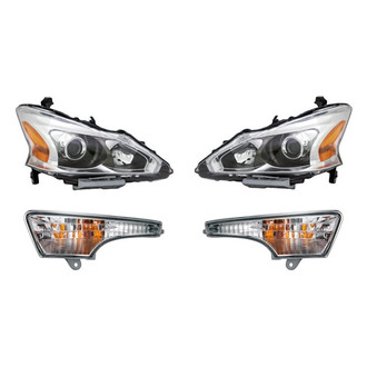 Pacific Best® - 4-Piece Kit (Driver and Passenger Side Headlights, Driver and Passenger Side Turn Signal/Parking Lights) (Standard Line)