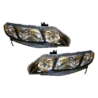 Pacific Best® - Driver and Passenger Side Replacement Headlight Set Lens and Housing (Standard Line)