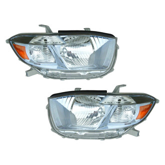 Pacific Best® - Driver and Passenger Side Replacement Headlight Set Lens and Housing (Standard Line)