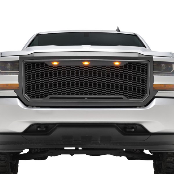 Matte Black Honeycomb Mesh Style Front Bumper Hood Grille Grill