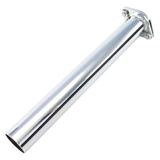 Patriot Exhaust® - Steel Street Rod Round Weld-On Chrome Dump Tube Exhaust Tip (2" Inlet, 2" Outlet, 16" Length)