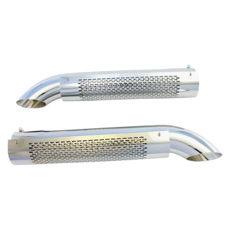 Patriot Exhaust® - Steel Chrome Turnout Shielded Exhaust Side Pipes (3.5" Inlet, 3.5" Outlet, 26" Length)