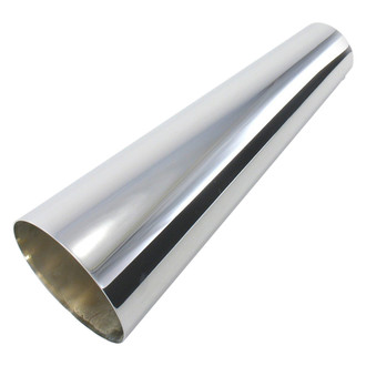 Patriot Exhaust® - Steel Megaphone Style Round Straight Cut Weld-On Chrome Exhaust Tip (2" Inlet, 4" Outlet, 12" Length)