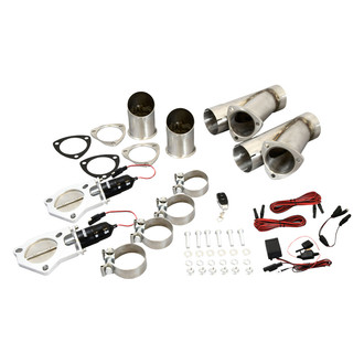 Patriot Exhaust® - 304 SS Dual Electronic Exhaust Cut-Out Kit with Remote Electronic Control System (3" Diameter)