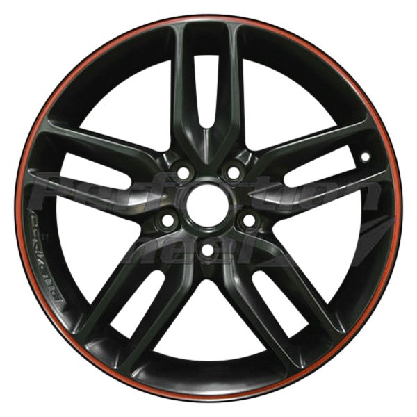 Perfection Wheel® - 19 x 8.5 Double 5-Spoke Black with Red Full Face Satin Clear Alloy Factory Wheel (Refinished)