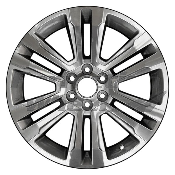 Perfection Wheel® - 22 x 9 6 V-Spoke Dark Smoked Silver Machined Bright Alloy Factory Wheel (Refinished)