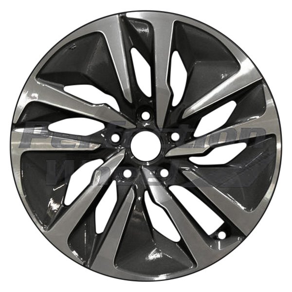 Perfection Wheel® - 17 x 7.5 5 Double Turbine-Spoke Dark Blueish Charcoal Machined Bright Alloy Factory Wheel (Refinished)