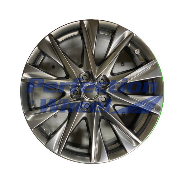 Perfection Wheel® - 19 x 7 5 V-Spoke Hyper Dark Smoked Silver Full Face Bright Alloy Factory Wheel (Refinished)