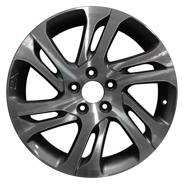 Perfection Wheel® - 17 x 7.5 6 Spiral-Spoke Metallic Charcoal Machined Bright OD Alloy Factory Wheel (Refinished)
