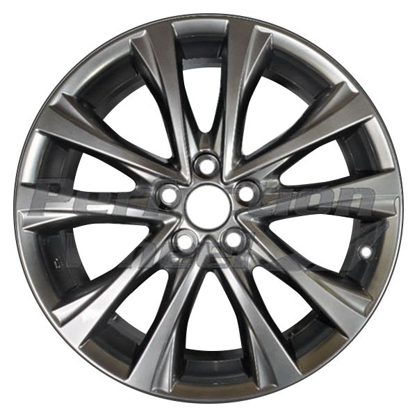 Perfection Wheel® - 18 x 7.5 5 V-Spoke Hyper Dark Smoked Silver Full Face Bright Alloy Factory Wheel (Refinished)