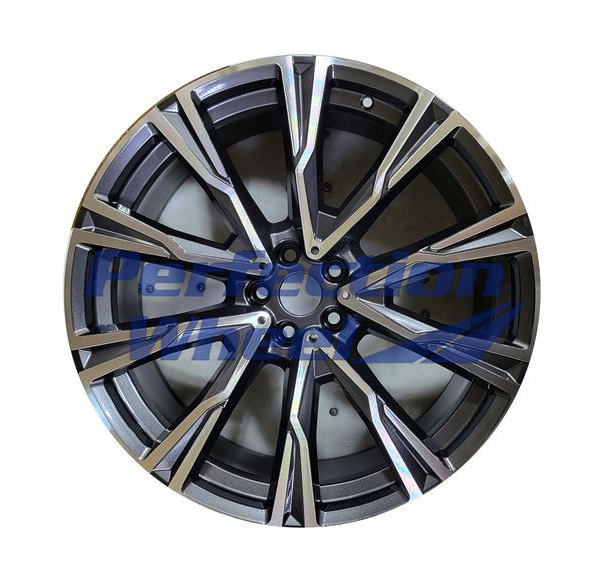 Perfection Wheel® - 22 x 9.5 5 V-Spoke Medium Charcoal Machined Bright Alloy Factory Wheel (Refinished)