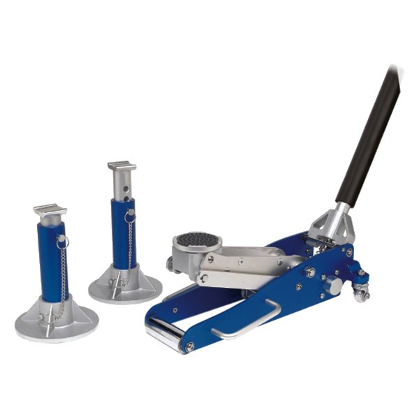 Performance Tool® - 1.5 t 3" to 15" Hydraulic Floor Jack with 2 Pieces 1 t Aluminum Jack Stands