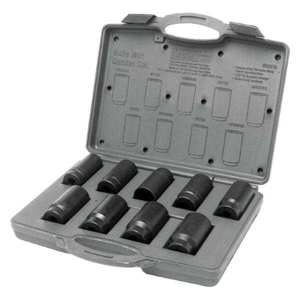 Performance Tool® - 9-piece 6-Point Axle Nut Socket Set