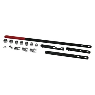 The Stretch Belt Service Set includes an install tool along with a removal  tool. Both tools are placed on a pulley which is turned to slip-on or  slip-off stretch fit belts without damage.