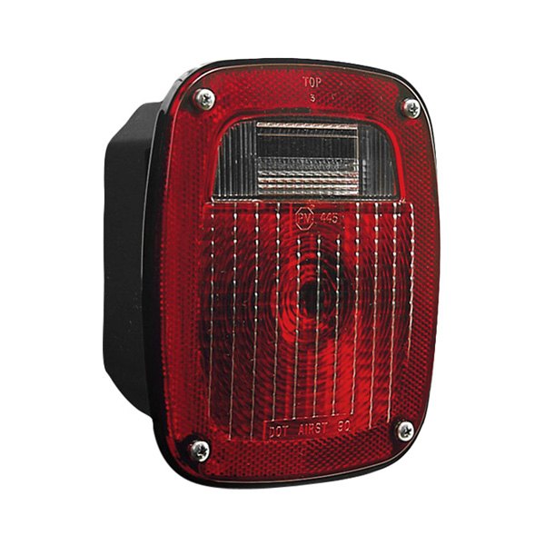 Peterson® - 445 Series 6.25x6.75" Chrome/Red Rectangular Combination Crystal Tail Light