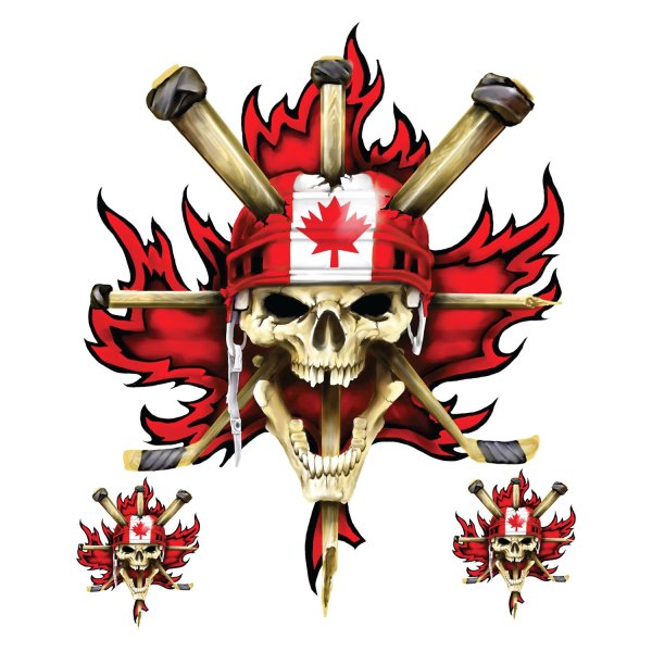 Pilot® - "Canadian Hockey Skull" 6" x 8" Decal